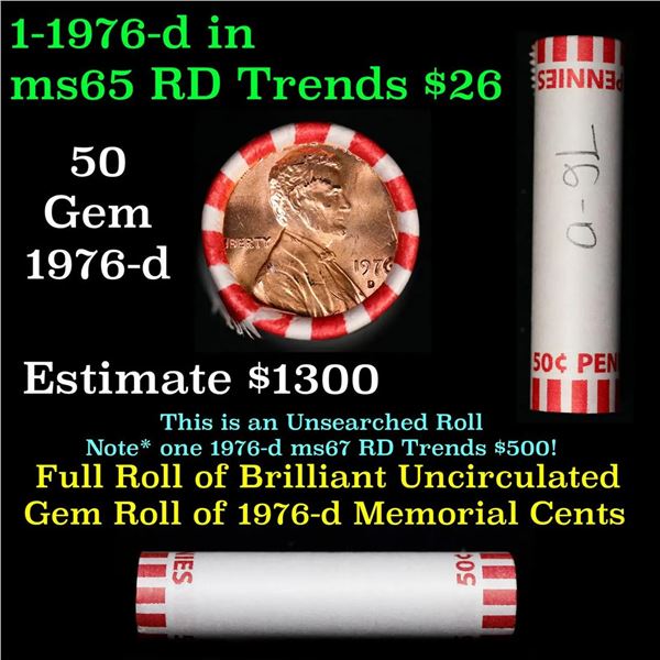 Shotgun Lincoln 1c roll, 1976-d 50 pcs Bank Wrapper.