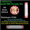 Image 1 : Shotgun Lincoln 1c roll, 1974-d 50 pcs Bank Wrapper.
