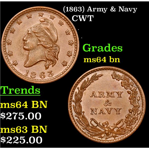 (1863) Army & Navy Civil War Token 1c Grades Choice Unc BN