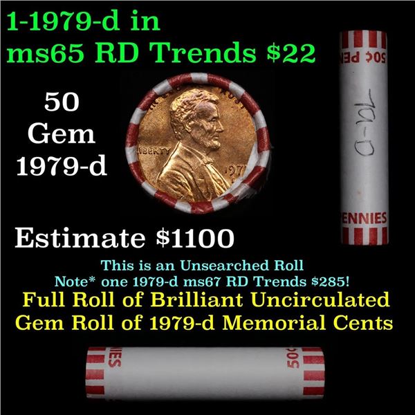 Shotgun Lincoln 1c roll, 1979-d 50 pcs Bank Wrapper.