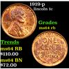 Image 1 : 1919-p Lincoln Cent 1c Grades Choice Unc RB