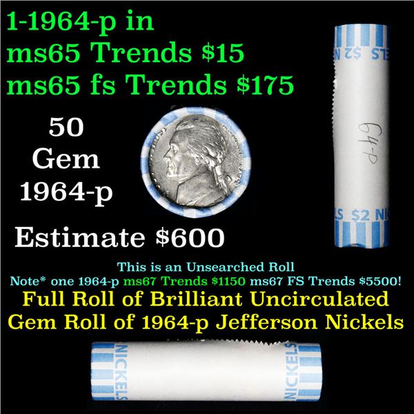 Shotgun Jefferson 5c roll, 1964-p 40 pcs Nickel Wrapper