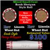 Image 1 : Mixed small cents 1c orig shotgun roll, Wheat Cent Ends, Bank Wrapper.