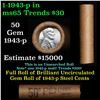 Image 1 : Shotgun Lincoln 1c roll, 1943-p Steel Cents, 50 pcs Bank Wrapper.