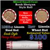 Image 1 : Mixed small cents 1c orig shotgun roll, 1936-s Lincoln Cent, Wheat Cent other end, Bank Wrapper.