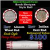 Image 1 : Mixed small cents 1c orig shotgun roll, Indian Cent end, Lincoln Wheat Cent other end, Bank Wrapper.