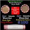 Image 1 : Mixed small cents 1c orig shotgun roll, Wheat Cent Ends, Bank Wrapper.