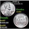 Image 1 : 1943-p Lincoln Cent 1c Grades GEM++ Unc