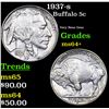 Image 1 : 1937-s Buffalo Nickel 5c Grades Choice+ Unc