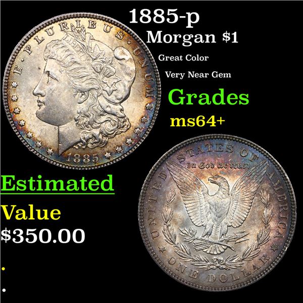 1885-p Morgan Dollar $1 Grades Choice+ Unc