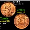 Image 1 : 1942-d Lincoln Cent 1c Grades Gem+ Unc RD