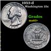 Image 1 : 1953-d Washington Quarter 25c Grades Select+ Unc