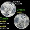 Image 1 : 1924-p Peace Dollar $1 Grades GEM+ Unc