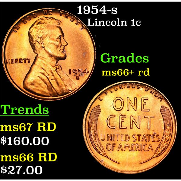 1954-s Lincoln Cent 1c Grades GEM++ RD