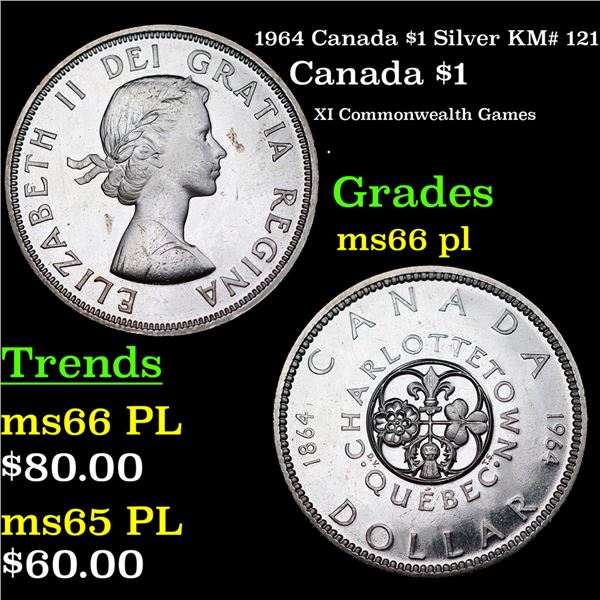 1964 Canada $1 Silver Canada Dollar KM# 121 $1 Grades GEM+ UNC PL