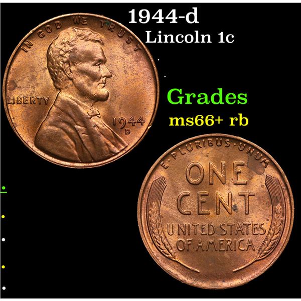 1944-d Lincoln Cent 1c Grades GEM++ RB