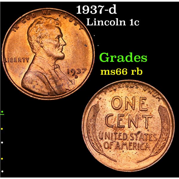 1937-d Lincoln Cent 1c Grades GEM+ Unc RB