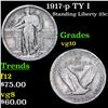 Image 1 : 1917-p TY I Standing Liberty Quarter 25c Grades vg+