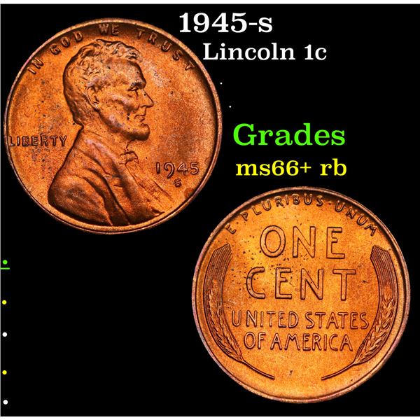 1945-s Lincoln Cent 1c Grades GEM++ RB