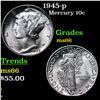Image 1 : 1945-p Mercury Dime 10c Grades GEM+ Unc