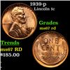 Image 1 : 1939-p Lincoln Cent 1c Grades GEM++ Unc RD