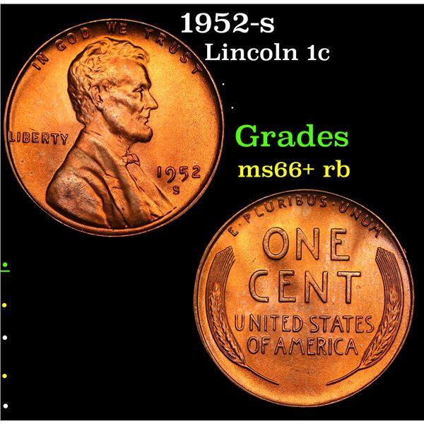 1952-s Lincoln Cent 1c Grades GEM++ RB