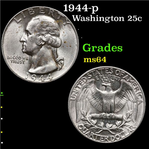1944-p Washington Quarter 25c Grades Choice Unc