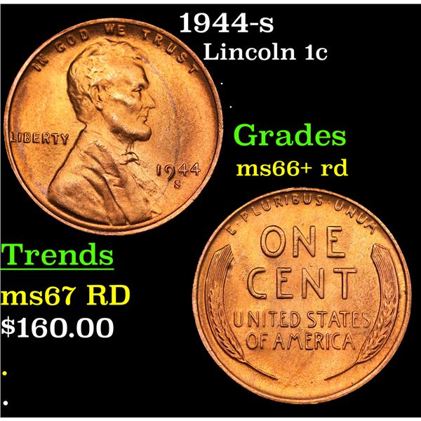 1944-s Lincoln Cent 1c Grades GEM++ RD