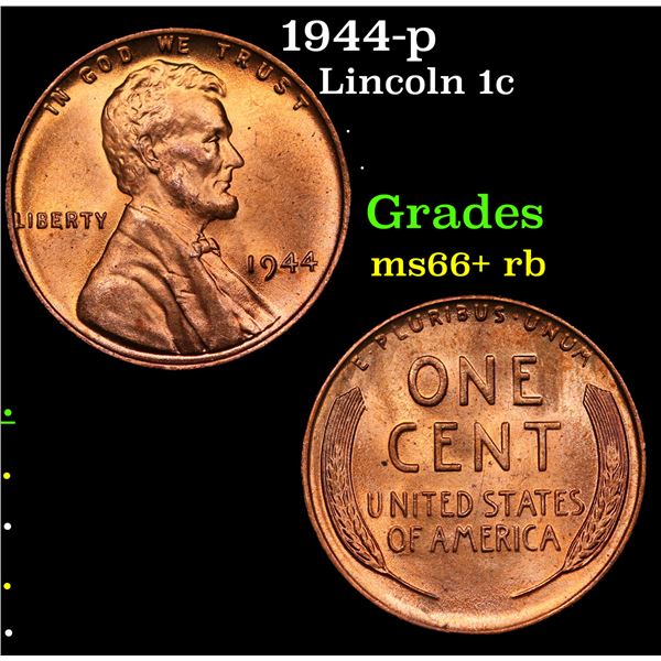 1944-p Lincoln Cent 1c Grades GEM++ RB