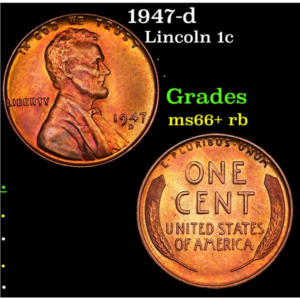 1947-d Lincoln Cent 1c Grades GEM++ RB