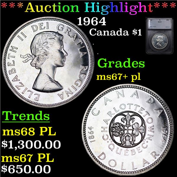***Auction Highlight*** 1964 Canada Dollar $1 Grades GEM++ PL BY SEGS (fc)