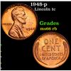 Image 1 : 1948-p Lincoln Cent 1c Grades GEM+ Unc RB