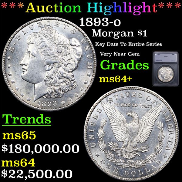 ***Auction Highlight*** 1893-o Morgan Dollar $1 Graded ms64+ By SEGS (fc)