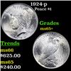 Image 1 : 1924-p Peace Dollar $1 Grades GEM+ Unc