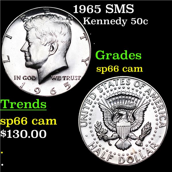 1965 SMS Kennedy Half Dollar 50c Grades sp66 cam
