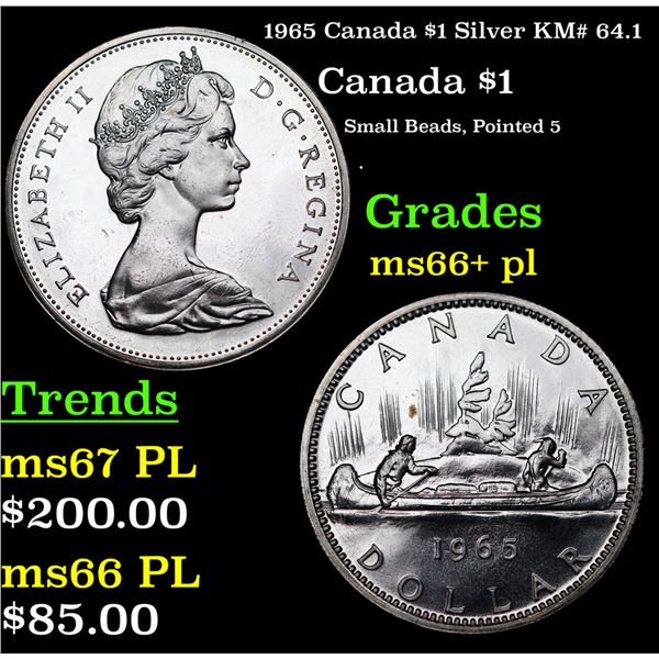 1965 Canada $1 Silver Canada Dollar KM# 64.1 $1 Grades GEM++ PL