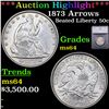 Image 1 : ***Auction Highlight*** 1873 Arrows Seated Half Dollar 50c Graded ms64 BY SEGS (fc)