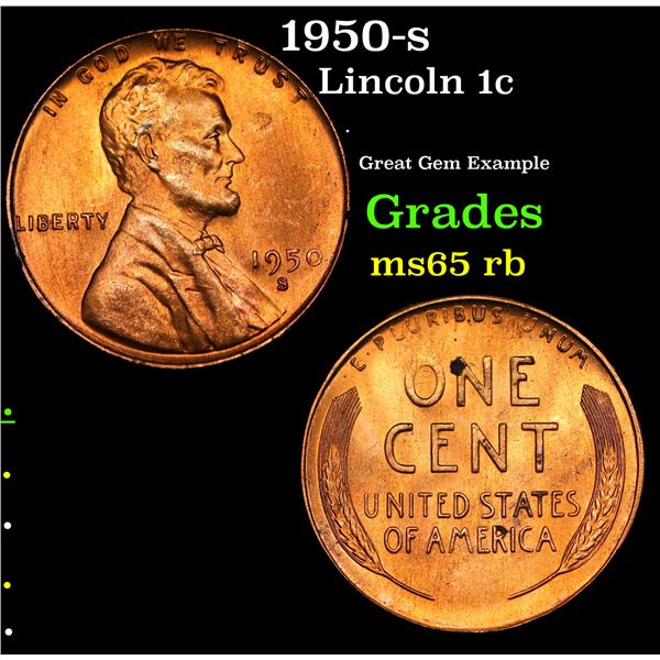 1950-s Lincoln Cent 1c Grades GEM Unc RB