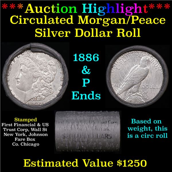 ***Auction Highlight***  First Financial Shotgun 1886 & 'P' Ends Mixed Morgan/Peace Silver dollar ro