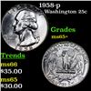 Image 1 : 1958-p Washington Quarter 25c Grades GEM+ Unc