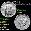 Image 1 : 1918-p Standing Liberty Quarter 25c Grades Select AU