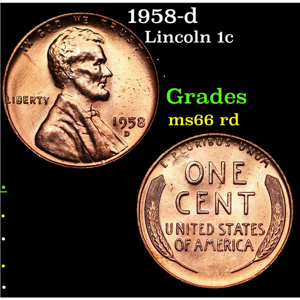 1958-d Lincoln Cent 1c Grades GEM+ Unc RD
