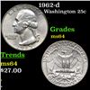 Image 1 : 1962-d Washington Quarter 25c Grades Choice Unc
