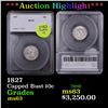 Image 1 : ***Auction Highlight*** 1827 Capped Bust Dime 10c Graded ms63 BY SEGS (fc)