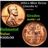Image 1 : 1955-s Lincoln Cent Mint Error 1c Grades GEM++ RD
