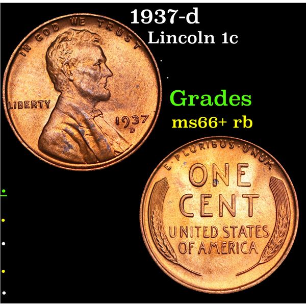 1937-d Lincoln Cent 1c Grades GEM++ RB