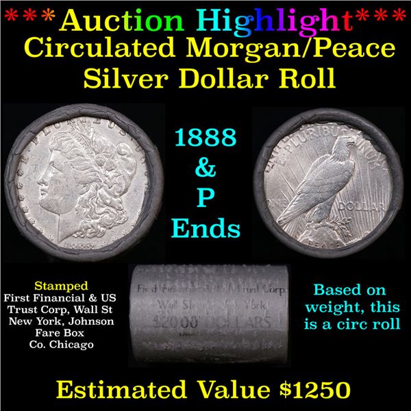 ***Auction Highlight***  First Financial Shotgun 1888 & 'P' Ends Mixed Morgan/Peace Silver dollar ro