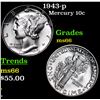 Image 1 : 1943-p Mercury Dime 10c Grades GEM+ Unc