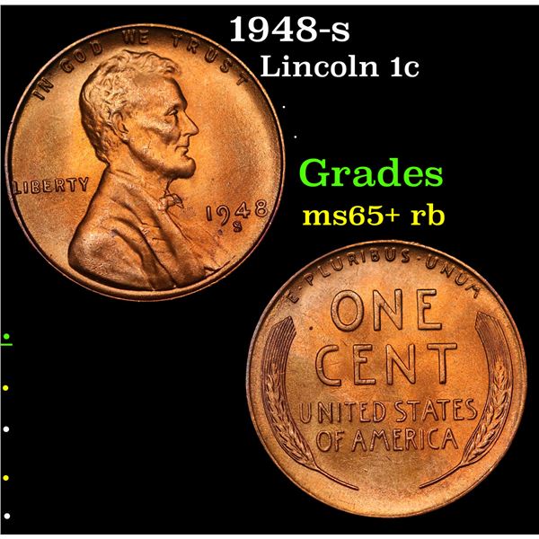 1948-s Lincoln Cent 1c Grades Gem+ Unc RB