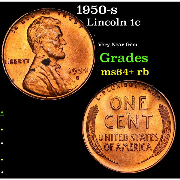 1950-s Lincoln Cent 1c Grades Choice+ Unc RB